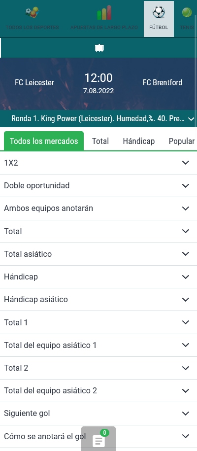 Más de 900 opciones de apuestas